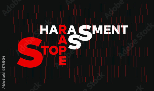 Sexual harassment - flat design. Violence against women, workplace bullying concept poster. Domestic violence. Woman violence concept. Social problems, aggression towards women