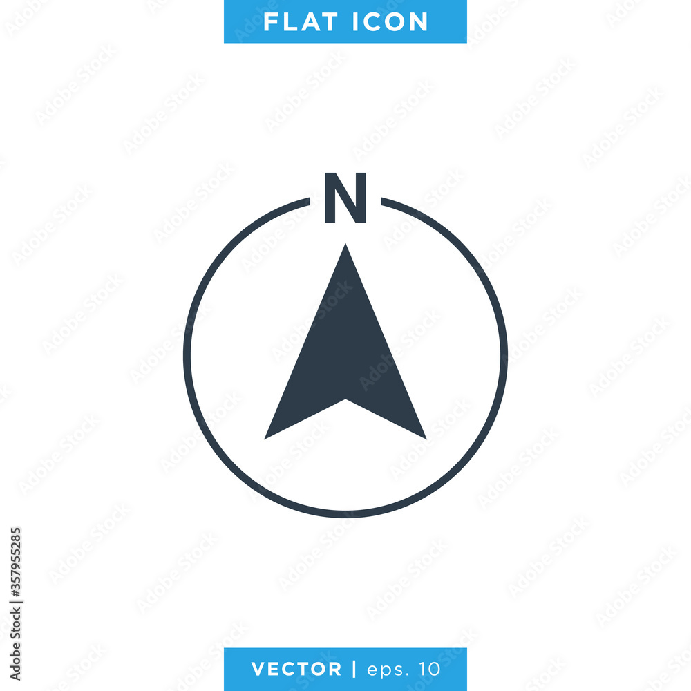 Arrow Compass Icon Template. North Direction. Arrow Compass Icon Template. North Direction.