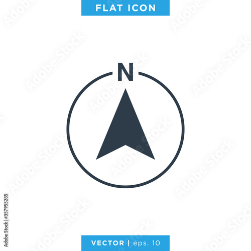 Arrow Compass Icon Template. North Direction.