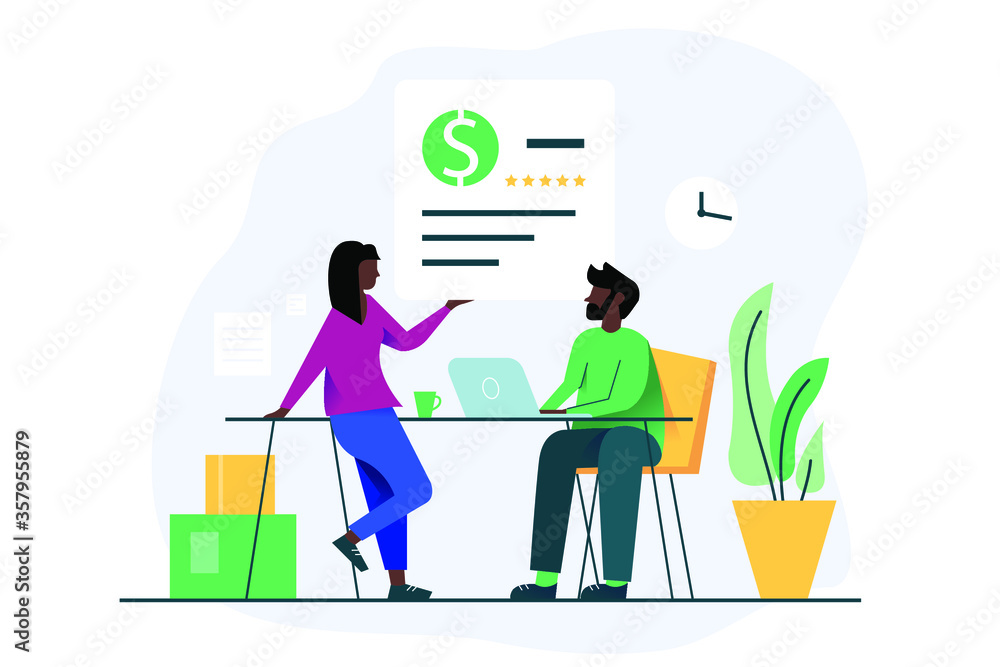 Vector, flat design illustration of people, plants and work environments. Vector, flat design illustration of people, plants and work environments.