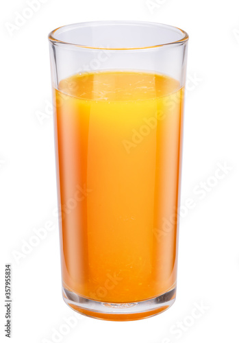 Glass of Fresh orange juice isolated on white background, With clipping path