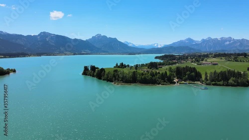 Wallpaper Mural Aerial view over Lake Forggensee at the city of Fuessen in Bavaria Germany Torontodigital.ca