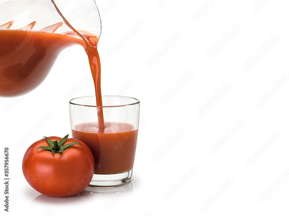 Glass filling by tomato juice Glass filling by tomato juice