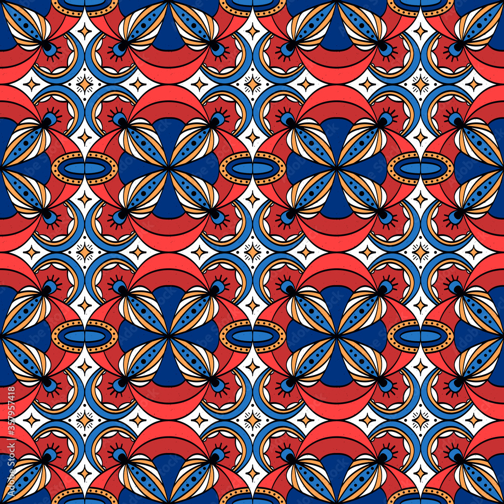 Seamless pattern red with blue