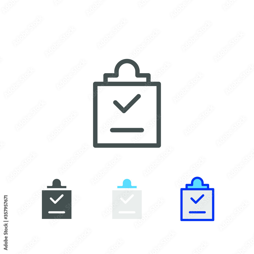 Clipboart note with checkmark. Report paper with checklist sign for business or account activity in modern line style Activities icon. Vector illustration. Design on white background. EPS10 Clipboart note with checkmark. Report paper with checklist sign for business or account activity in modern line style Activities icon. Vector illustration. Design on white background. EPS10
