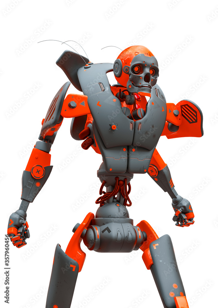 Fototapeta premium skull bot is ready in a white background