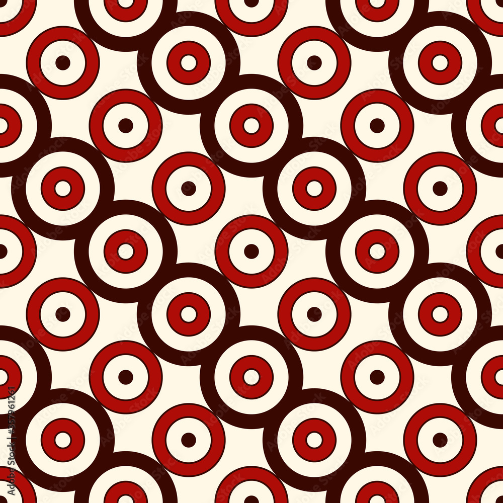 Fototapeta premium Seamless pattern with diagonal lines and circles. Repeated geometric figures ornamental abstract background.
