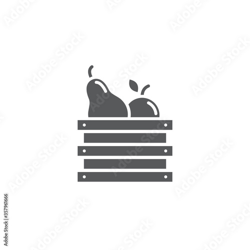Fruits crate box vector icon symbol isolated on white background
