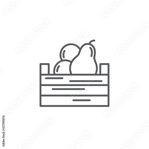 Fruits crate box vector icon symbol isolated on white background