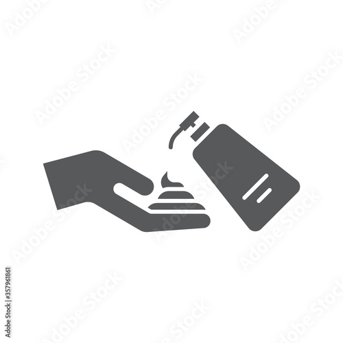 Hands applying lotion cream vector icon symbol isolated on white background