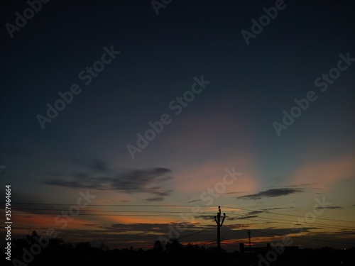 Beautiful sunset and sky colored in seffron 