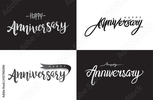 Happy Anniversary lettering text banner. Vector illustration, Vector set