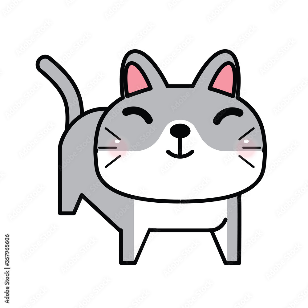 Funny and cute cartoon cat, Vector illustration Funny and cute cartoon cat, Vector illustration