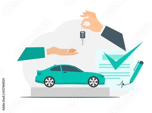 Car seller Deals, Buying and Sale Flat Illustration