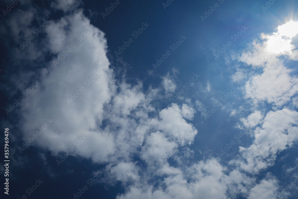 Obraz premium Blue sky with white clouds, Cliffs of Moher Ireland.