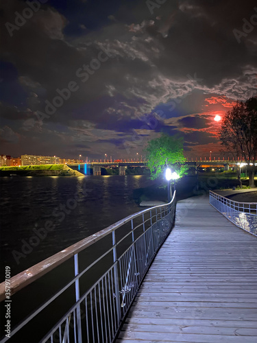 night shot of the bridge and night sky photo