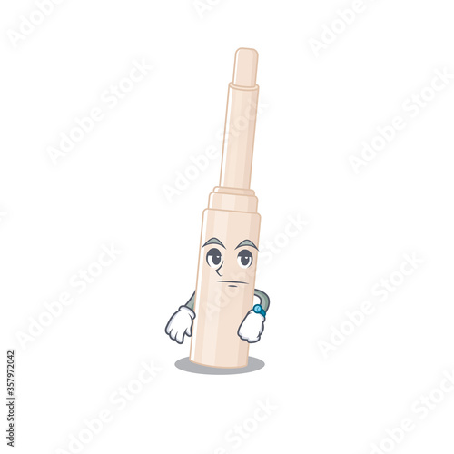 Mascot design style of concealer stick with waiting gesture