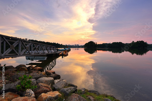 Sunset in Putrajaya wetland park, malaysia