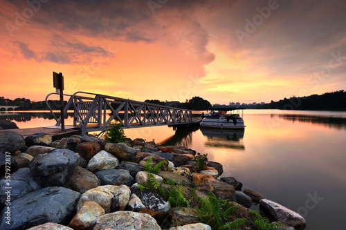 Sunset in Putrajaya wetland park, malaysia