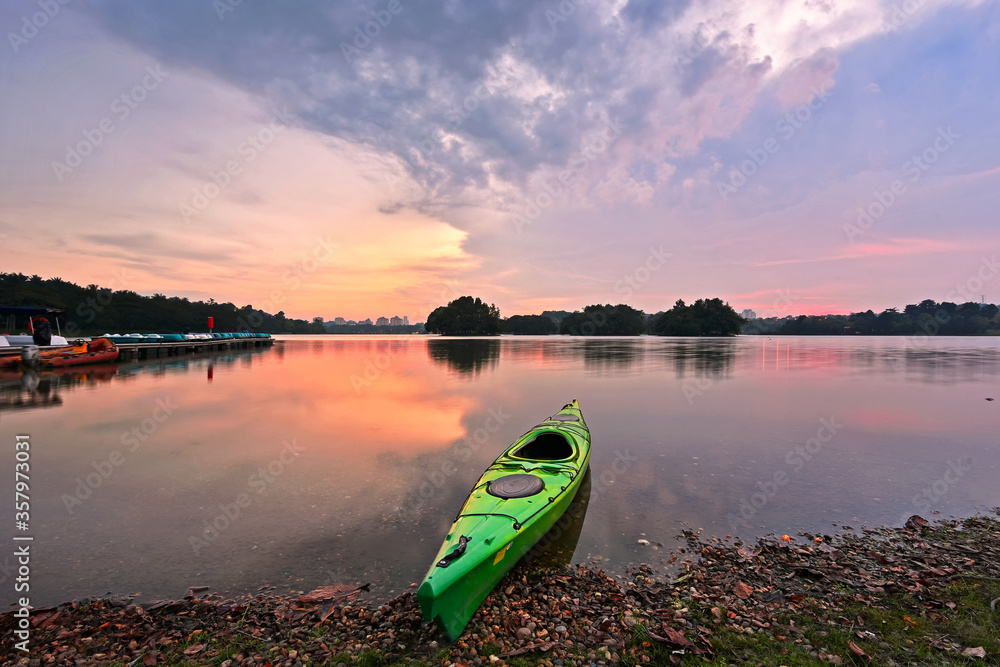 Sunset in Putrajaya wetland park, malaysia