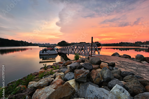 Sunset in Putrajaya wetland park, malaysia