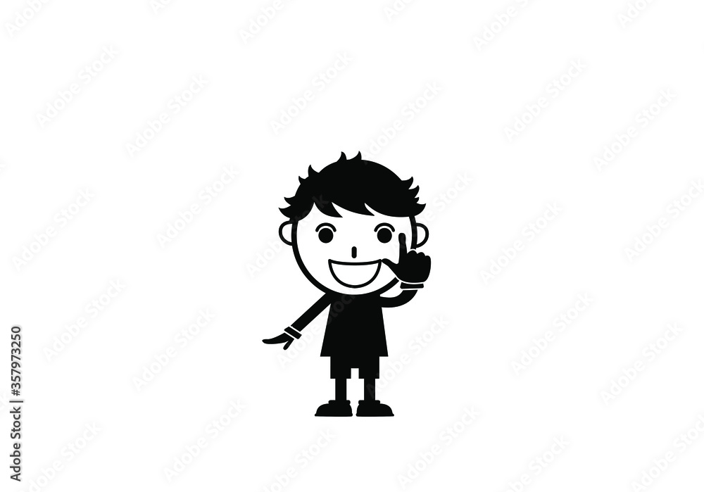 白黒の小さな男の子(説明する場面) 白黒の小さな男の子(説明する場面)