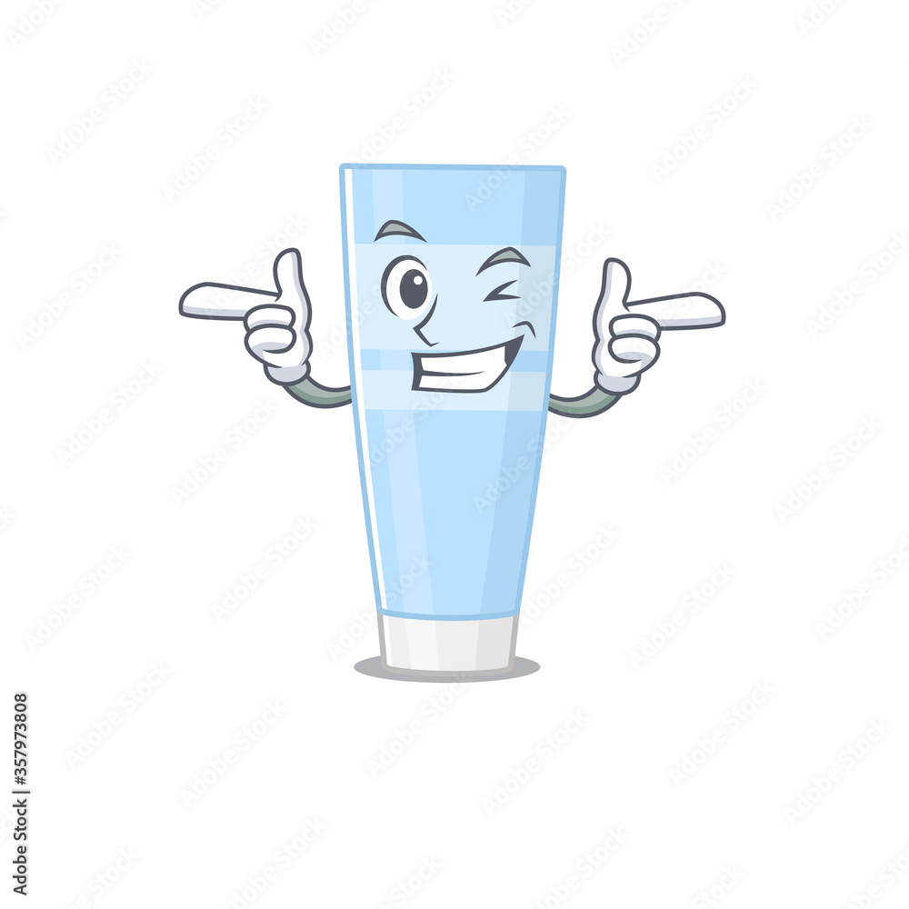 Cartoon design of eye cream showing funny face with wink eye Cartoon design of eye cream showing funny face with wink eye