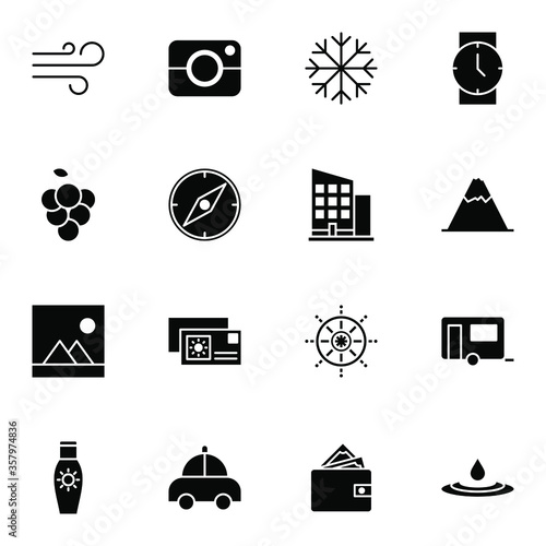 Holiday and travel icon set. Modern trip, journey, travelling solid icons sign. Simple icon vector illustration.