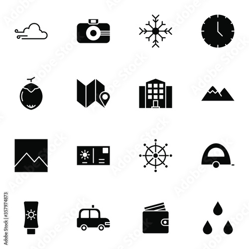 Holiday and travel icon set. Modern trip, journey, travelling solid icons sign. Simple icon vector illustration.