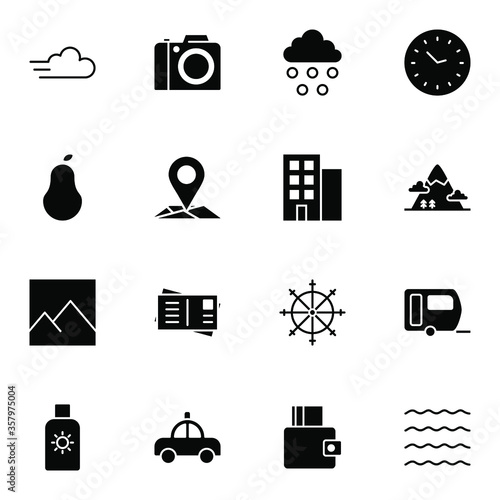 Holiday and travel icon set. Modern trip, journey, travelling solid icons sign. Simple icon vector illustration.