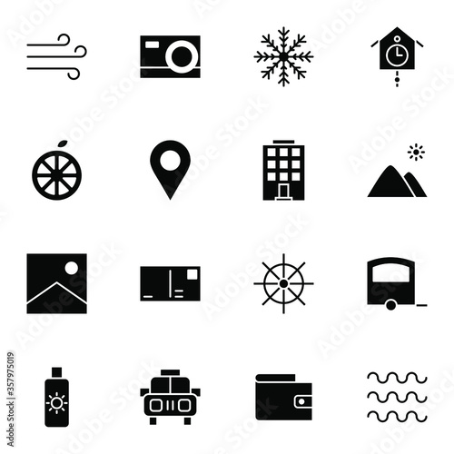 Holiday and travel icon set. Modern trip, journey, travelling solid icons sign. Simple icon vector illustration.