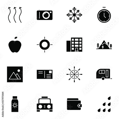Holiday and travel icon set. Modern trip, journey, travelling solid icons sign. Simple icon vector illustration.
