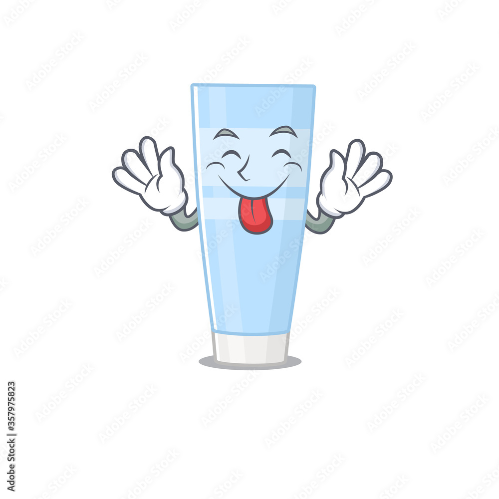 Funny eye cream cartoon design with tongue out face