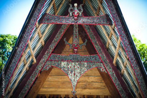 Traditional sumatran wooden house photo