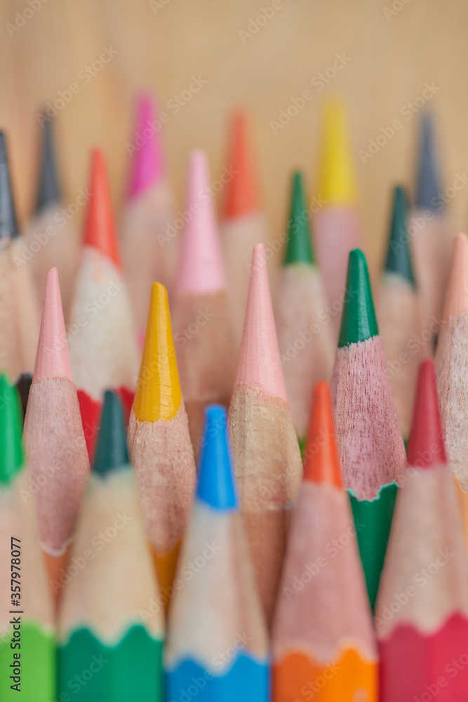 Close-up view of a sharpened colored pencils Close-up view of a sharpened colored pencils