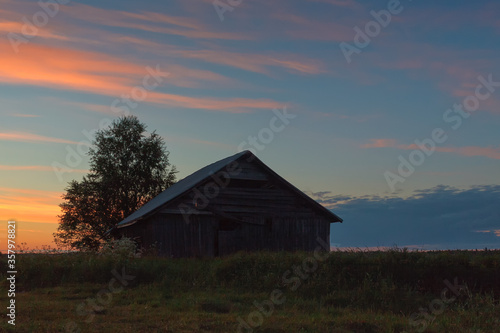 Old Barn House In The Sunset