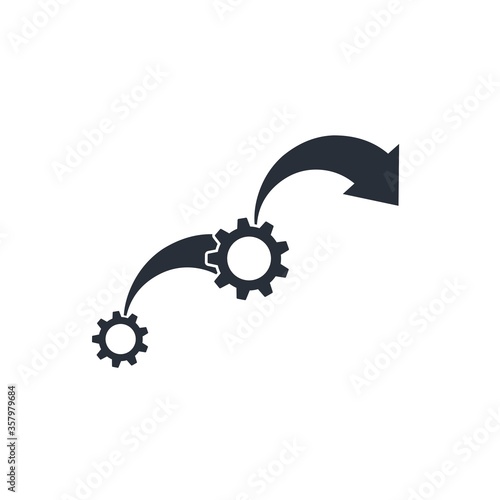 The process of phased technological development, improvement. Vector icon isolated on white background.
