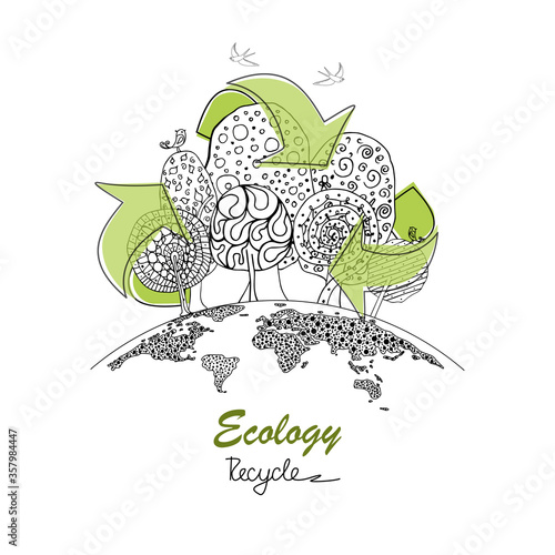 Tree on white background. Environmentally friendly world.
