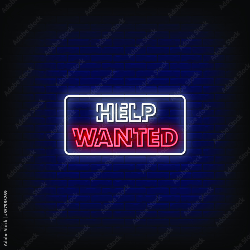 Help Wanted Neon Signs Style Text vector