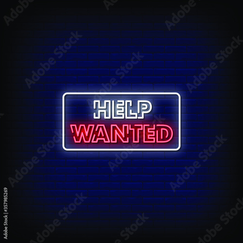 Help Wanted Neon Signs Style Text vector