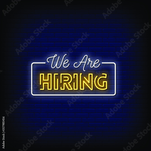 We are Hiring Neon Signs Style Text vector