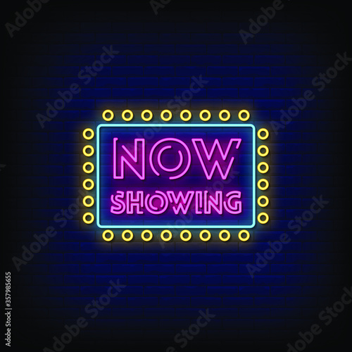 Now Showing Neon Signs Style Text vector