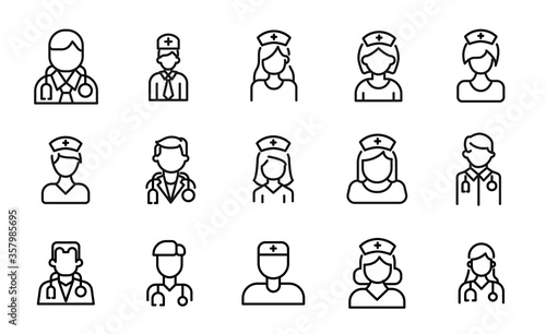 Premium set of doctor line icons