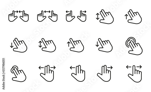 Gesture line icons set.