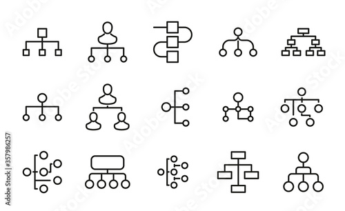 Simple set of hierarchy icons in trendy line style.