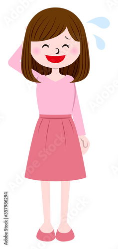 Illustration of apologetic smile woman