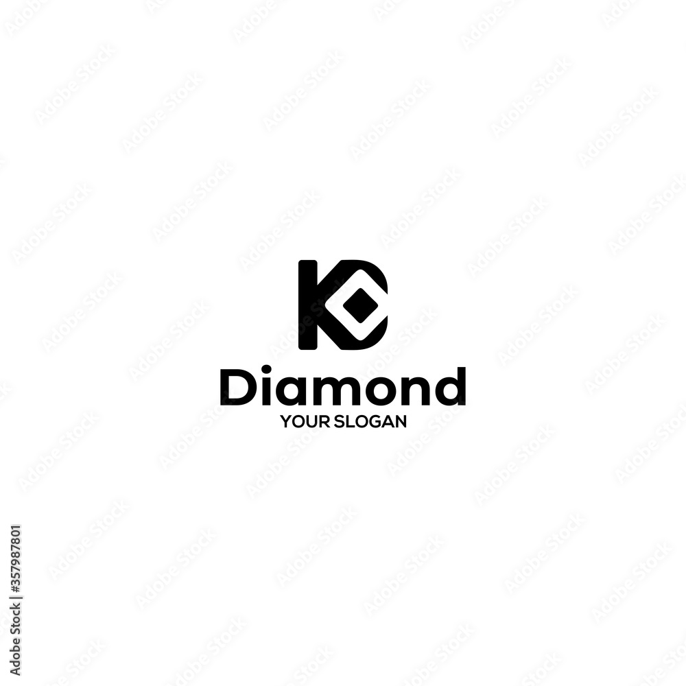 KD Diamond Logo Design Vector
