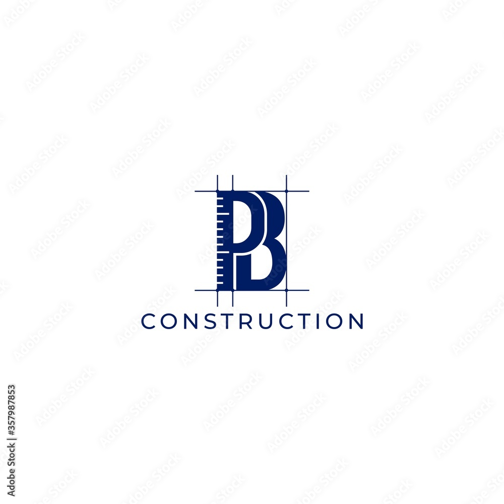 PB Blueprint Ruler Logo Design Vector PB Blueprint Ruler Logo Design Vector