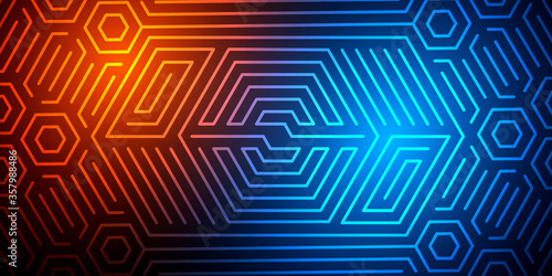 Abstract technology background of lines .Neon symbol of new technologies.Vector illustration