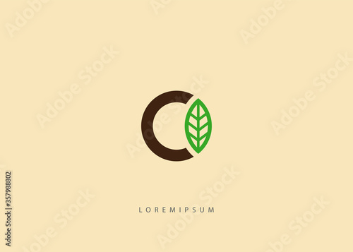 Initial C leaf logo design inspiration, Letter C leaf vector icon